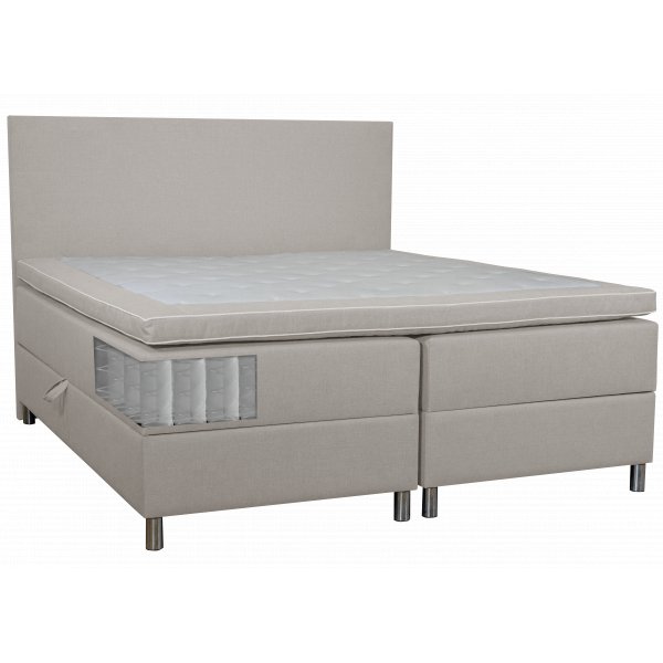 Bed met opbergruimte beige 160x200 cm