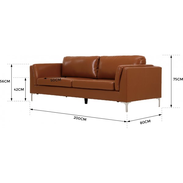 Soffa 3-sits brunt konstläder 200 cm Soffa 3-sits brunt konstläder 200 cm