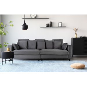 Soffa 270 cm grå sammet - Brandy Soffa 270 cm grå sammet - Brandy
