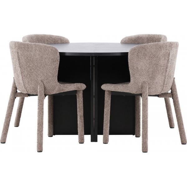 Matbord Strada med 4 st Astoria stolar - Brun/svart + 3.00 x Möbeltassar Matbord Strada med 4 st Astoria stolar - Brun/svart + 3.00 x Möbeltassar