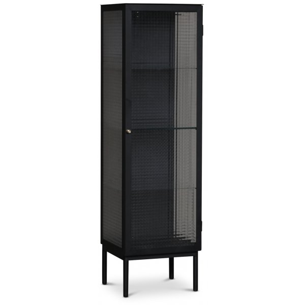 Revel vitrinskp 140x40 cm - Svart / Kristallglas