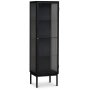 Revel vitrinskp 140x40 cm - Svart / Kristallglas
