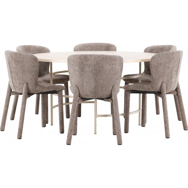 Matbord Copenhagen med 6 st Astoria stolar - Beige/whitewash + 6.00 x Stolsdyna