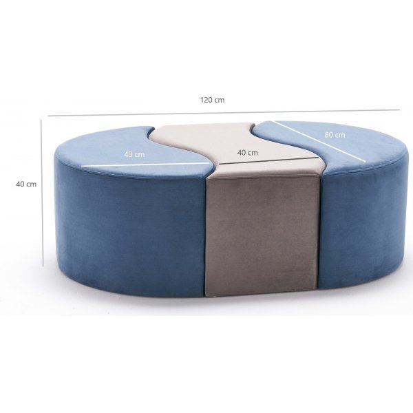 Pouf Alya - Bleu/vison Pouf Alya - Bleu/vison