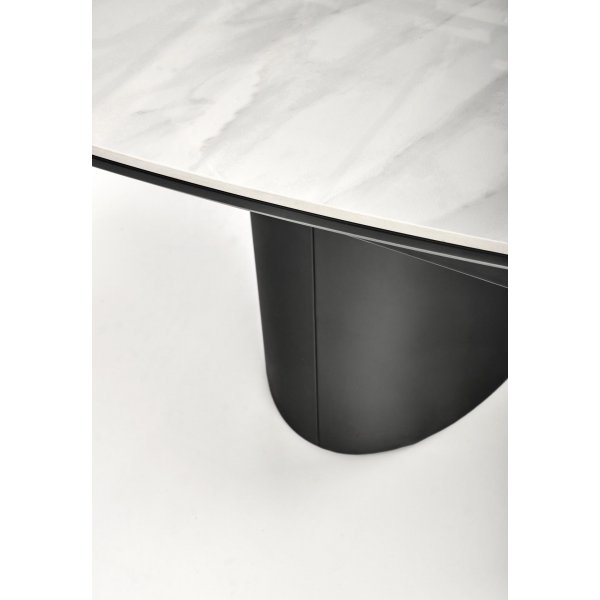 Table à manger Osman 160-220 x 90 cm - Marbre blanc/noir Table à manger Osman 160-220 x 90 cm - Marbre blanc/noir