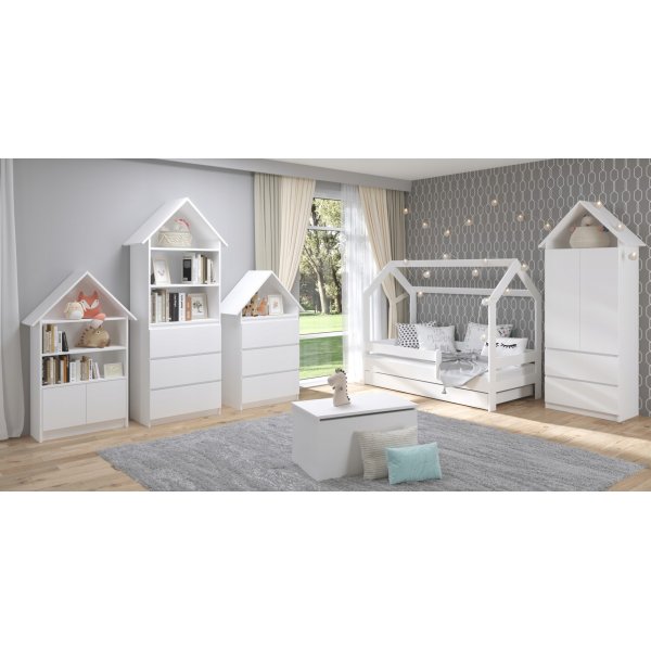 Casa wit kinderbed met uitschuifbaar extra bed 80x180 cm inclusief matrassen