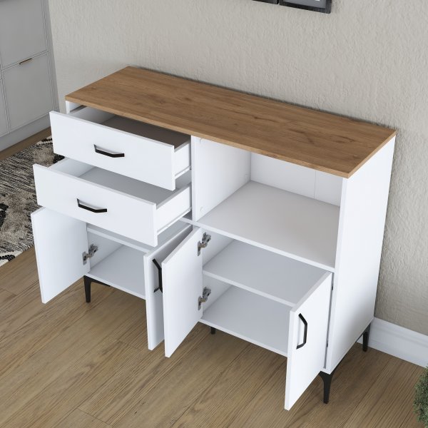 Meuble de cuisine Jericho 166 - Blanc/noyer Meuble de cuisine Jericho 166 - Blanc/noyer