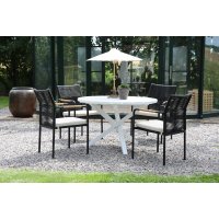 Scottsdale utematgrupp runt bord med 4 st Skanör karmstolar - Svart/Beige/Vit Scottsdale utematgrupp runt bord med 4 st Skanör karmstolar - Svart/Beige/Vit
