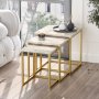 Voyage satsbord 7, 30/35/40x30/35/40 cm - Vit marmor/guld