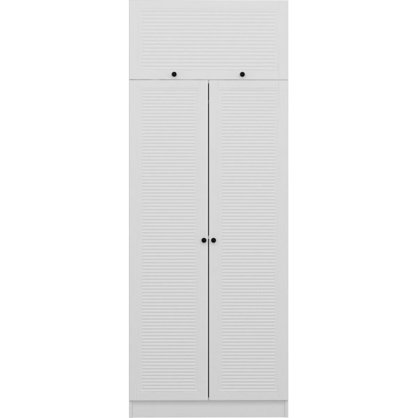 Larett kledingkast met bovenkast, 90 cm - Wit Larett kledingkast met bovenkast, 90 cm - Wit