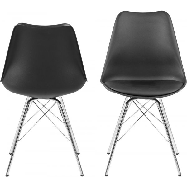 Eris eetkamerstoel - Zwart/chroom Eris eetkamerstoel - Zwart/chroom