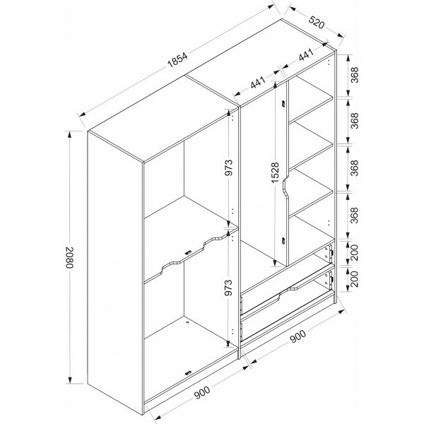Elina garderob - Mörkgrå/brun Elina garderob - Mörkgrå/brun