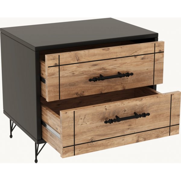 Nachtkastje - Eiken/zwart