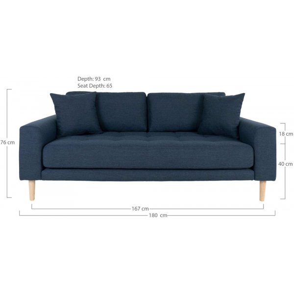 Soffa 3-sits 180 cm mrkbl