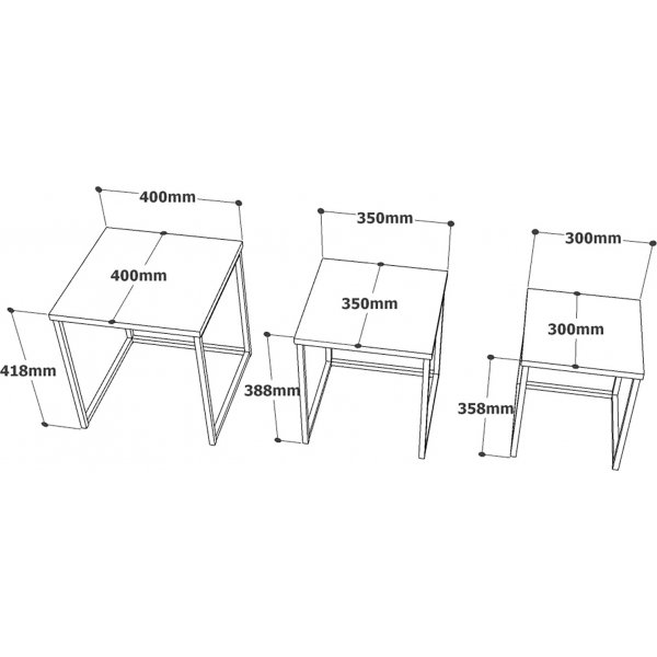 Table Voyage 7, 30/35/40x30/35/40 cm - Blanc/or Table Voyage 7, 30/35/40x30/35/40 cm - Blanc/or