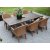 Groupe de restauration en plein air d'Oxford; table acide marron 220 cm avec 6 fauteuils Valetta rotin artificiel couleur ta