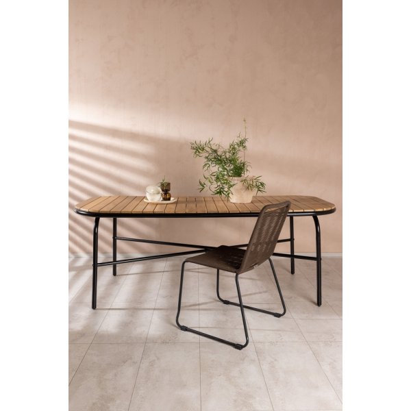 Holmbeck eettafel 200 x 90 cm - Zwart/Natuurlijk