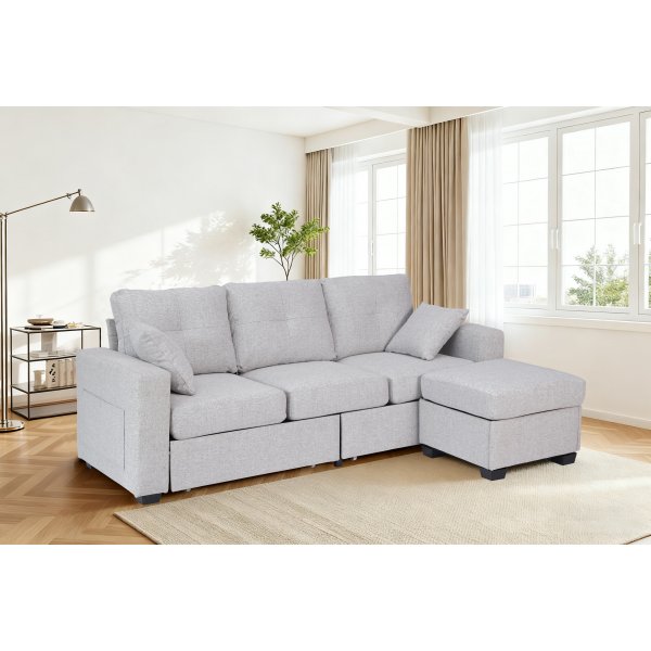 Divansoffa Davis med förvaring – Ljusgrå Divansoffa Davis med förvaring – Ljusgrå