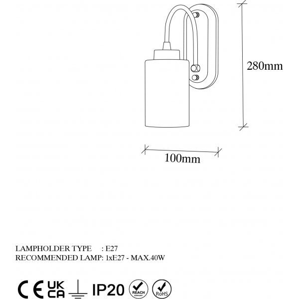 Heiki wandlamp 13161 - Zwart