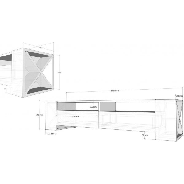 Banc multimédia Soduko - Blanc/noyer Banc multimédia Soduko - Blanc/noyer