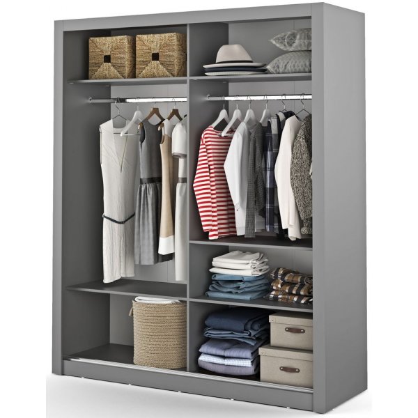 Armoire L180 cm - Gris/Miroir Armoire L180 cm - Gris/Miroir