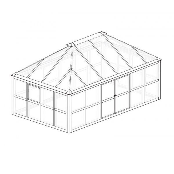 Serre Jupiter avec verre trempé - 12,8 m² - noir + Serre Jupiter avec verre trempé - 12,8 m² - noir +