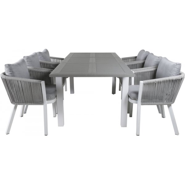 Albany utematgrupp med 6 st Virya stolar - Gr/Vit