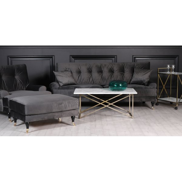 Adena Fotpall i m�rkgr� Sammet