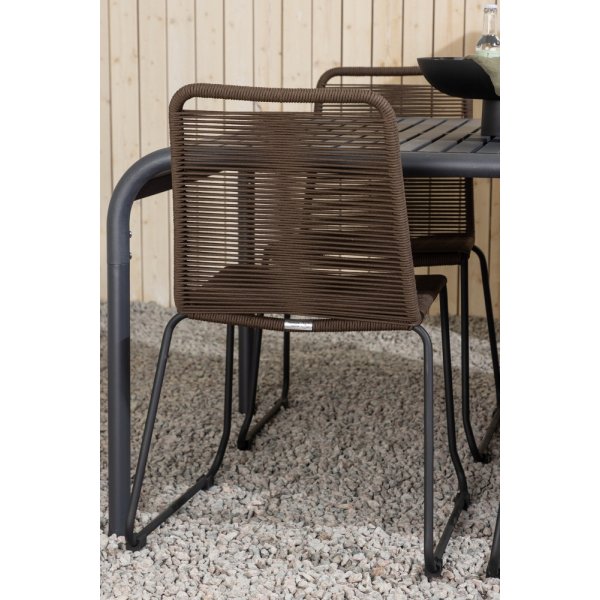 Borneo utematgrupp med 6 st Lindos stolar - Svart/Brun Borneo utematgrupp med 6 st Lindos stolar - Svart/Brun