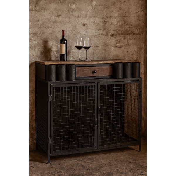 Vintage barskp med hllare till vinflaskor - 120 cm