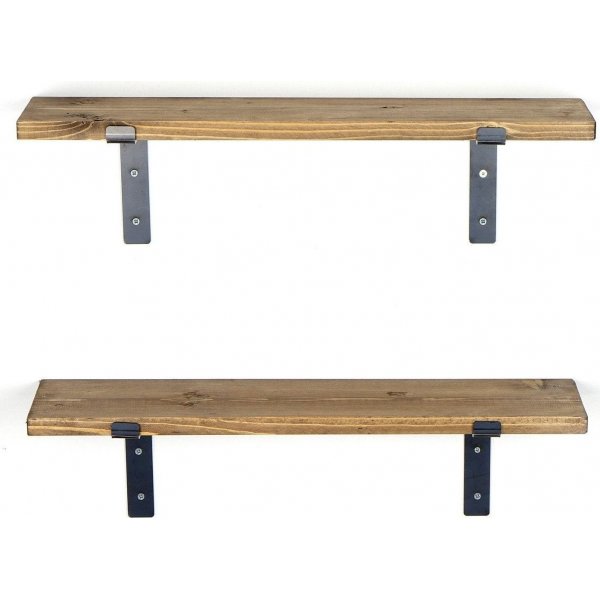 Lamba wandplank 4 - Zwart/walnoot