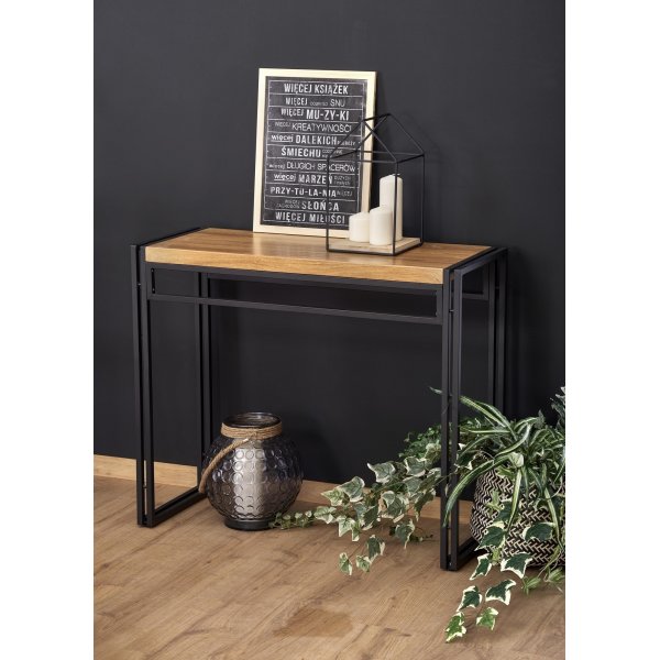 Console Dorine 90 x 35 cm - Chêne/noir Console Dorine 90 x 35 cm - Chêne/noir