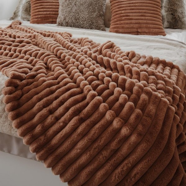 Plaid rayé Cognac - 120 x 180 cm Plaid rayé Cognac - 120 x 180 cm