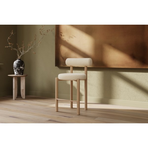 Barstol Tillo i vit boucl� - tr�look