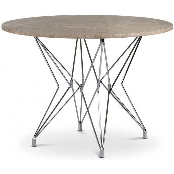 Zoo matbord i marmor 105 cm - Krom / Beige Empradore