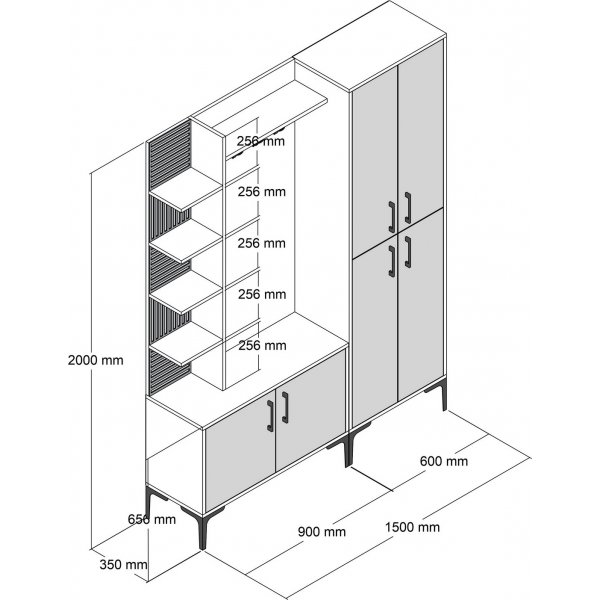 Viyana hallmöbel 150 cm - Valnöt/gräddvit Viyana hallmöbel 150 cm - Valnöt/gräddvit