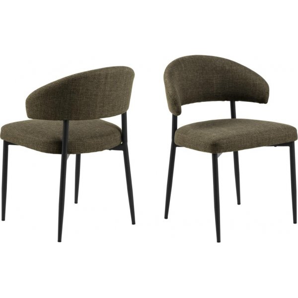 Stol i gr�nt tyg och svarta ben