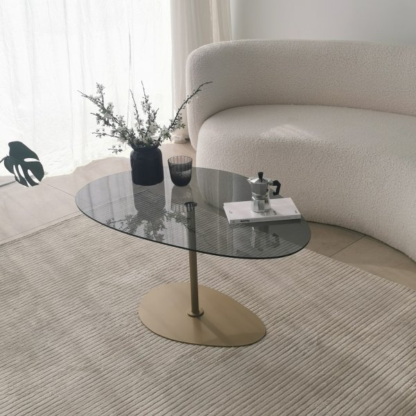 Table basse Porto 90 x 60 cm - Gris fonc/or