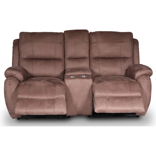 Canap Enjoy Hollywood Cinema - Fauteuil inclinable 2 places (lectrique) en tissu microfibre marron
