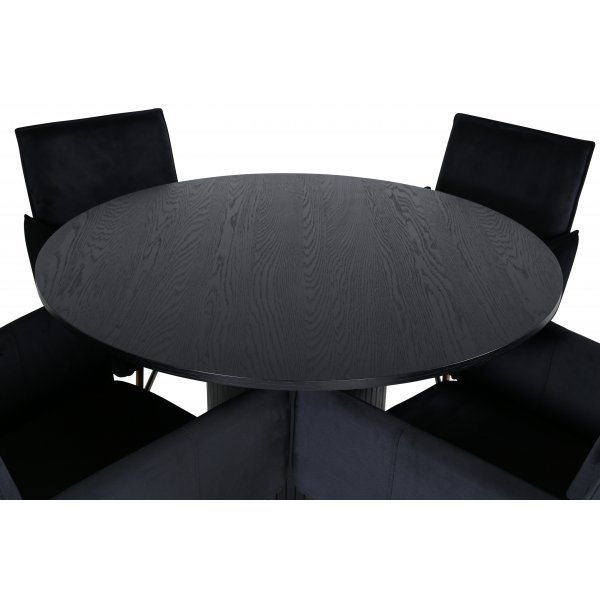Bianca Matgrupp runt svart matbord med 4 st Petra svart stolar Bianca Matgrupp runt svart matbord med 4 st Petra svart stolar