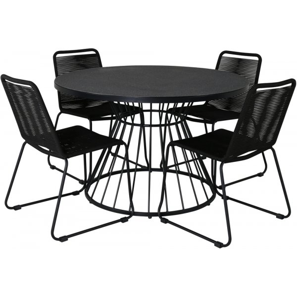 Tropea utematgrupp med 4 st Lindos stolar - Svart/Grå Tropea utematgrupp med 4 st Lindos stolar - Svart/Grå