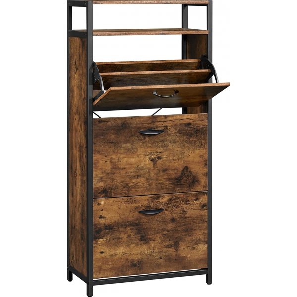 Meuble à chaussures Mattias 60 x 130 cm - Marron/noir Meuble à chaussures Mattias 60 x 130 cm - Marron/noir