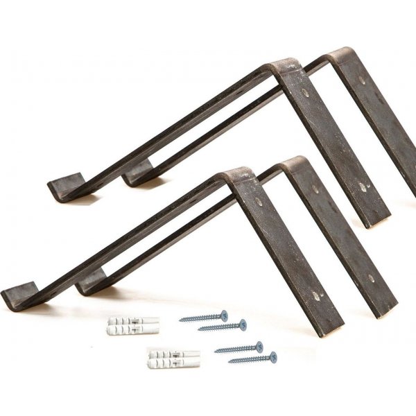 Lamba wandplank 4 - Zwart/walnoot