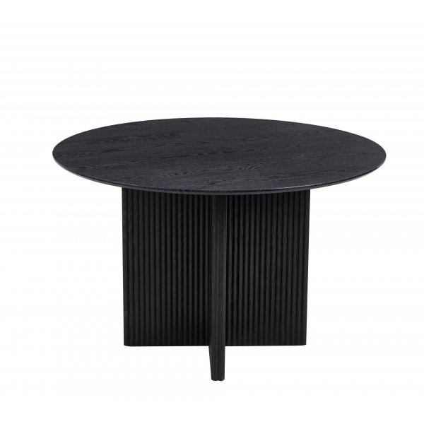 Matgrupp Crossby bord �120cm i svartbetsad ek med 4st Wilma matstol i vitt teddy