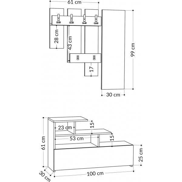 Meuble d\\\'entrée Vesty - Chêne Meuble d\\\'entrée Vesty - Chêne
