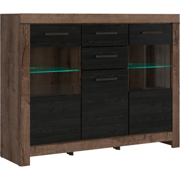 Balin vitrinekast - Donker eiken/zwart eiken