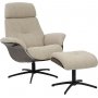 Falcon f�t�lj med fotpall - Beige/vitpigmenterad ek COPY