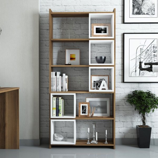 Bibliothque Box - Noyer/blanc