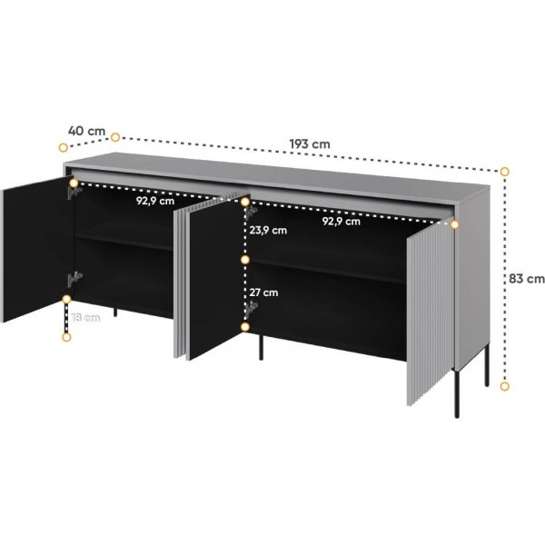 Buffet Trend L193 cm - Gris/noir Buffet Trend L193 cm - Gris/noir