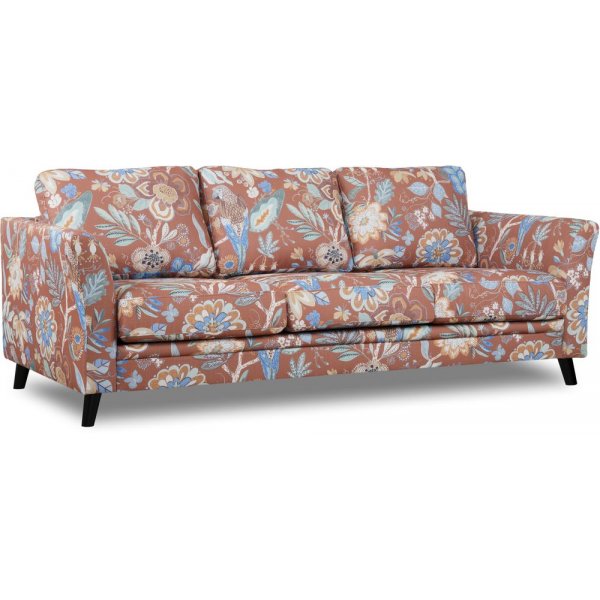 Ekerö 3-sits soffa i blommigt tyg - Eden Parrot Terracotta Ekerö 3-sits soffa i blommigt tyg - Eden Parrot Terracotta